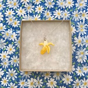 New boho urban fruit banana charm necklace